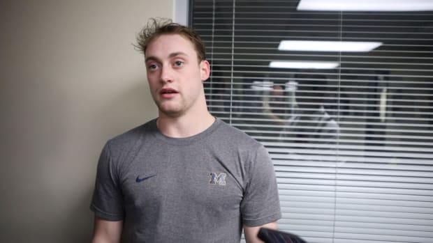 post game michigan hockey Hayhurts